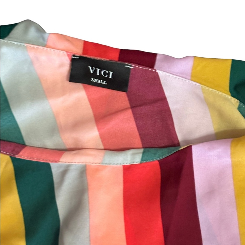 VICI One Shoulder Ruffle Rainbow Midi Dress small - Picture 15 of 16